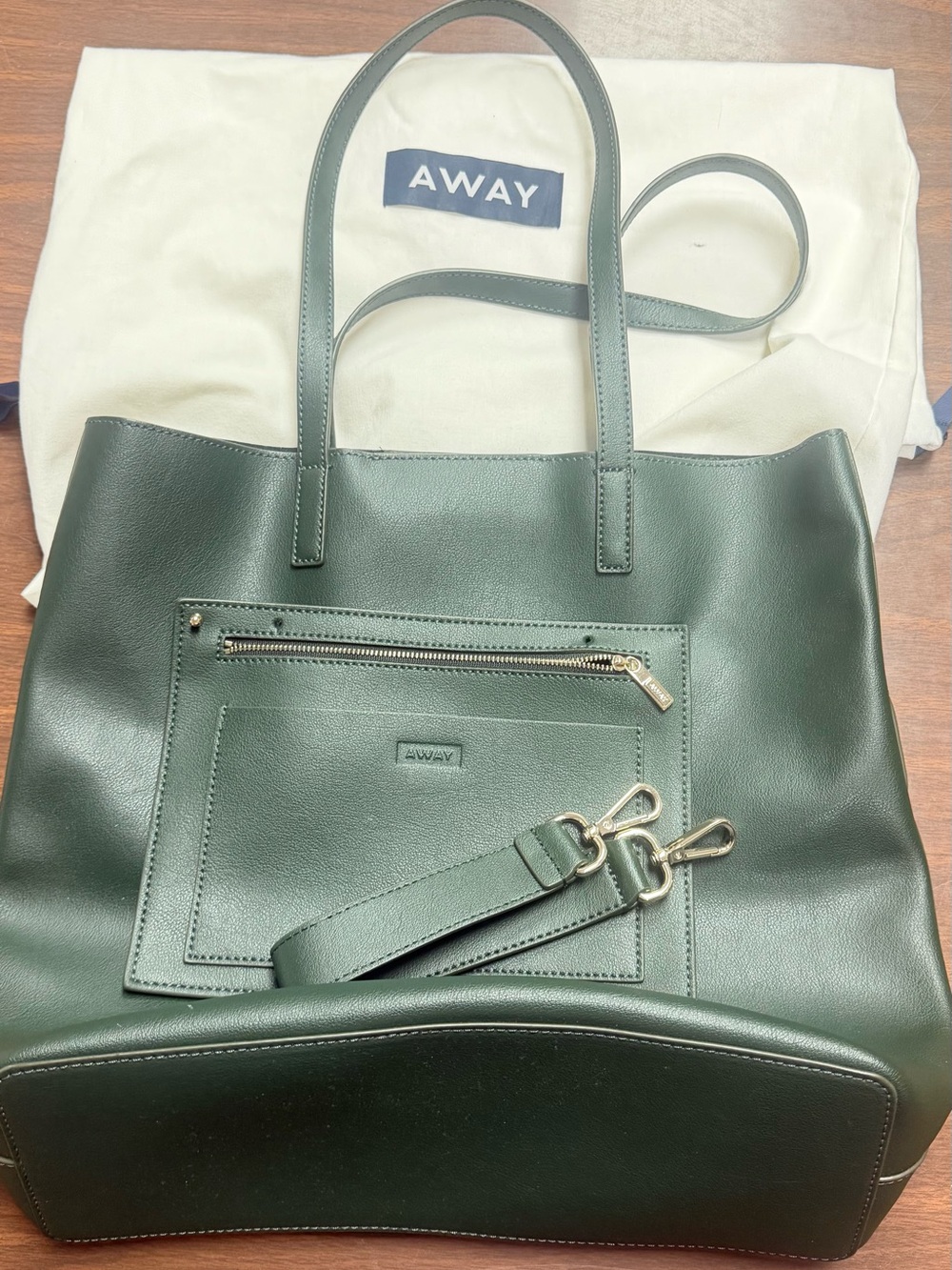 Away Green Leather Tote Bag - Picture 3 of 3
